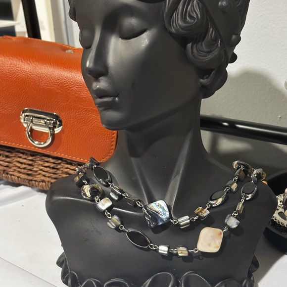 Vintage Multi Size Black Onyx Abalone Italian Venetian Murano glass Bead Stones - Picture 1 of 7